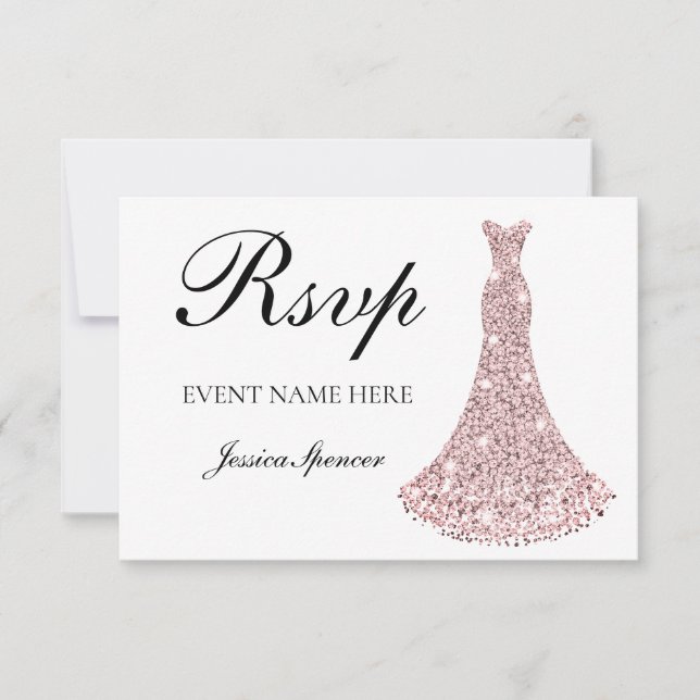 Vestido de brillo de oro rosa todo RSVP de cumplea (Anverso)