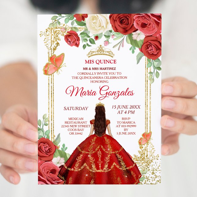 Vestido de coral flores mexicanas Invitación a la  (Subido por el creador)