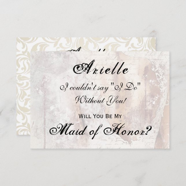 Vestido de encaje acuarela Invitación a dama de ho (Anverso / Reverso)