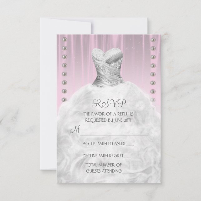 Vestido de fiesta y perlas Rosa Quinceanera RSVP (Anverso)