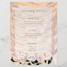 Vestido de novia blanco con menú Boda de Rosas