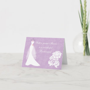 Vestido de novia en tarjeta de agradecimiento para