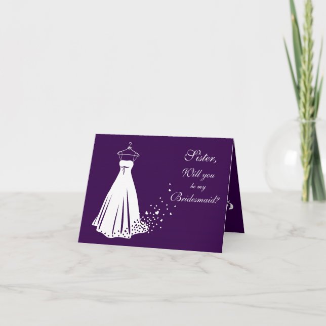Vestido de novia en tarjeta de nota de dama de hon (Anverso)