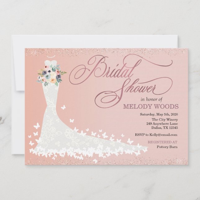 Vestido de novia Invitación a ducha de novia (Anverso)
