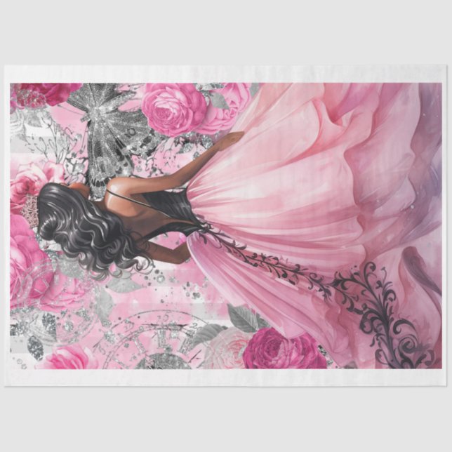 Vestido de vidrio rosado y negro de Shabby 2 papel (Anverso)