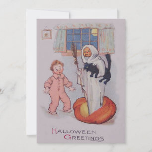 Vestido fantasma Sonriendo Jack O Lantern Gato neg