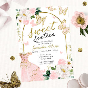 Vestido Floral Invitación de Mariposa Cumple Dulce