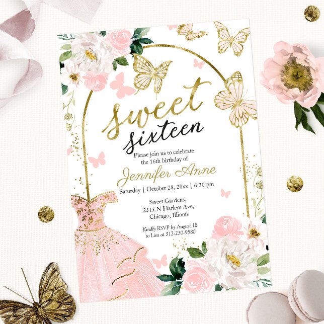 Vestido Floral Invitación de Mariposa Cumple Dulce (Subido por el creador)