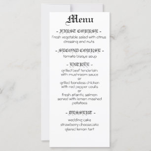 vestido negro boda Menú de tipografía gótico elega