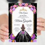 Vestido negro y Rosas Invitación de mis príncipes<br><div class="desc">Vestido negro y Rosas Mi Invitación Quince Mis Quince Anos,  15º cumpleaños, </div>