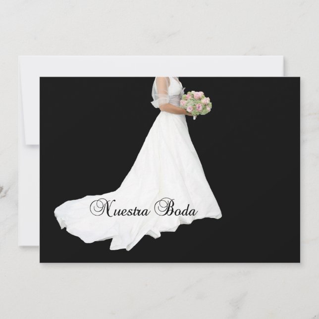vestido nupcial blanco de la invitación española (Anverso)