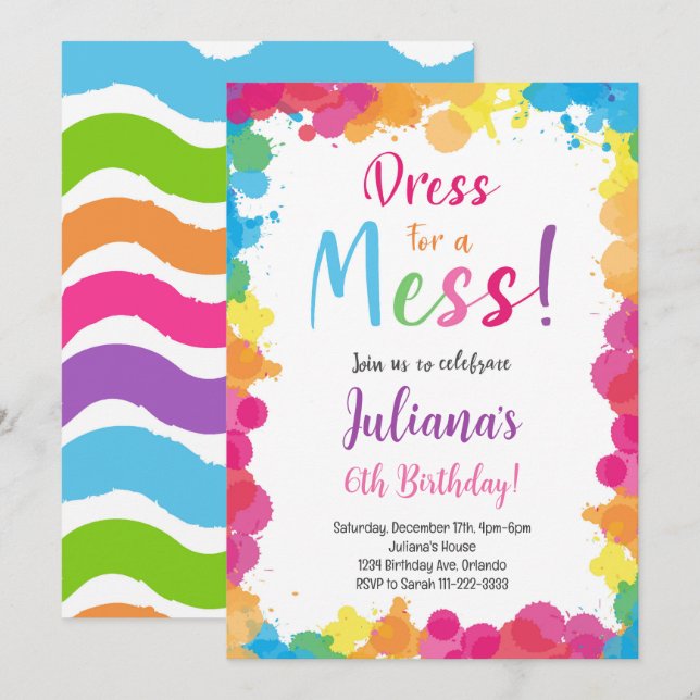 Vestido para una invitación de cumpleaños a la pin (Anverso / Reverso)