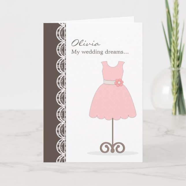 Vestido Rosa bonito ¿Serás Mi Chica Flor? Tarjeta (Anverso)