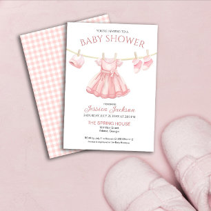 Vestido Rosa Colgante Invitación para Baby Shower