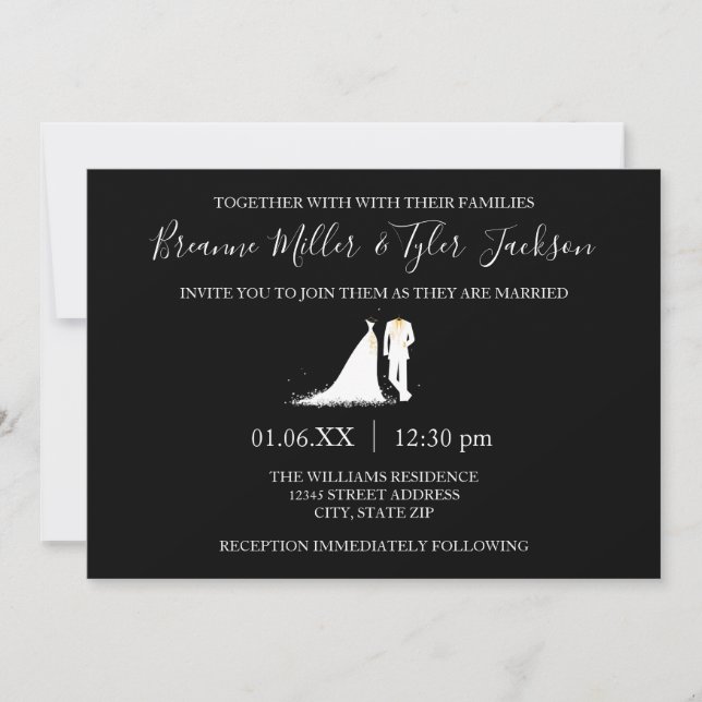 Vestido y tux - Invitación a la boda (Anverso)