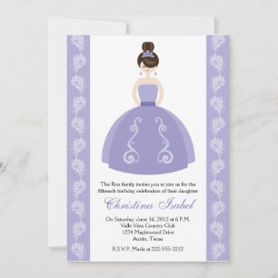 Vestidos morados Brunette Quinceanera Invitaciones