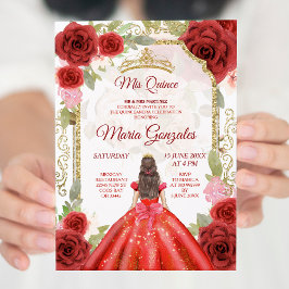 Vestidos rojos y Rosas Invitación a la quinceañera