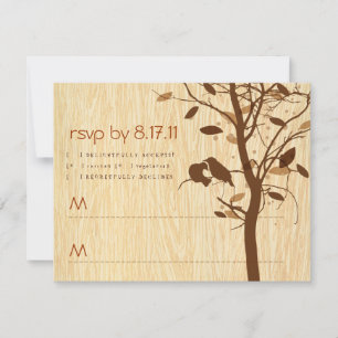 Veta de madera con pájaros de amor RSVP marrón