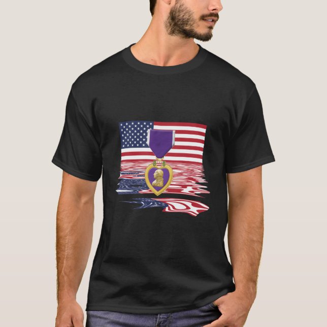 Veter Militar De Camiseta De Camiseta Morada Herid (Anverso)
