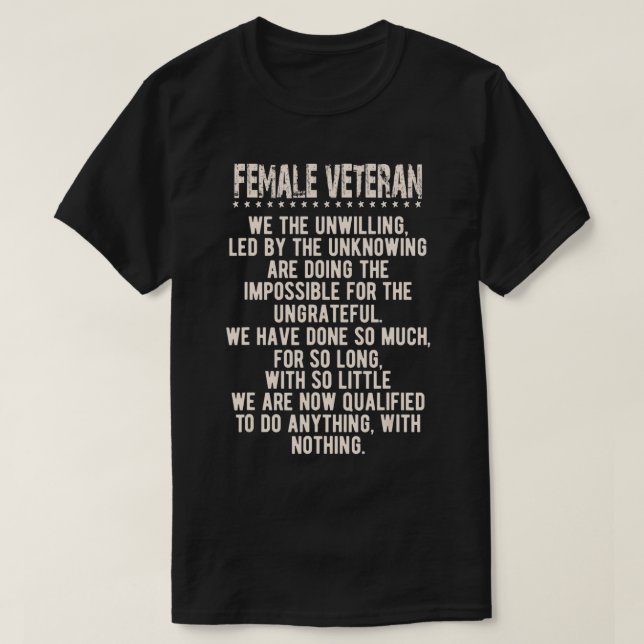 Veterana mujer combate camiseta patriótica (Diseño del anverso)