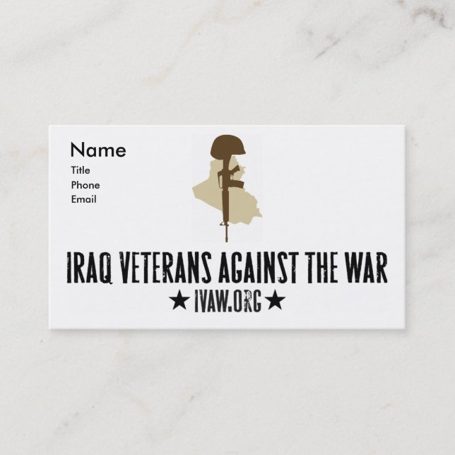 Veteranos de Iraq contra las tarjetas de visita de (Anverso)