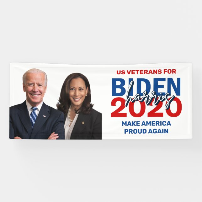 Veteranos para la pancarta electoral Biden Harris  (Horizontal)