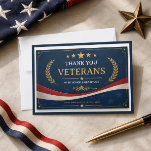 Veteranos   Tarjeta de Agradecimiento Patriótico p