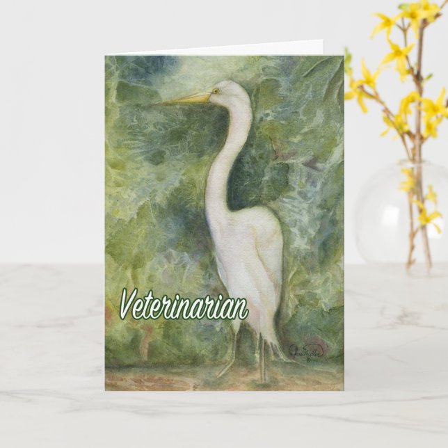 Veterinaria Gracias tarjeta Egret Bird Wilderness (flor amarilla)