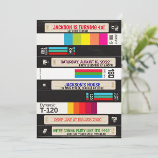 VHS vuelve a la invitación de cumpleaños de los 90