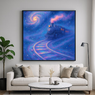 Vía de Tren Galáctico - Arte de Fantasía en Estilo
