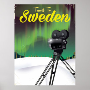 Viaja a Suecia Auroras boreales Póster de cámara.