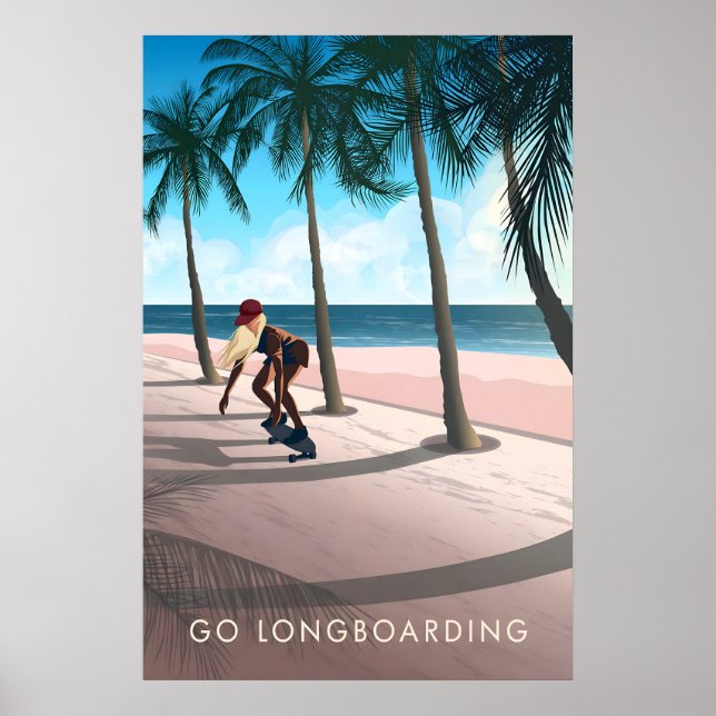 Viaja en Longboard Póster de Viaje (Frente)