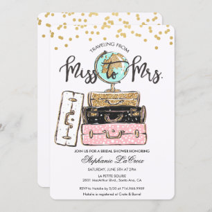 Viajar de Miss a Sra. Bridal Invitación
