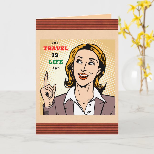 Viajar es tarjeta de saludo de vida (flor amarilla)