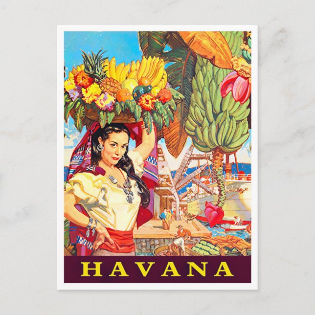 Viaje a Cuba tarjeta postal de viaje vintage (Anverso)