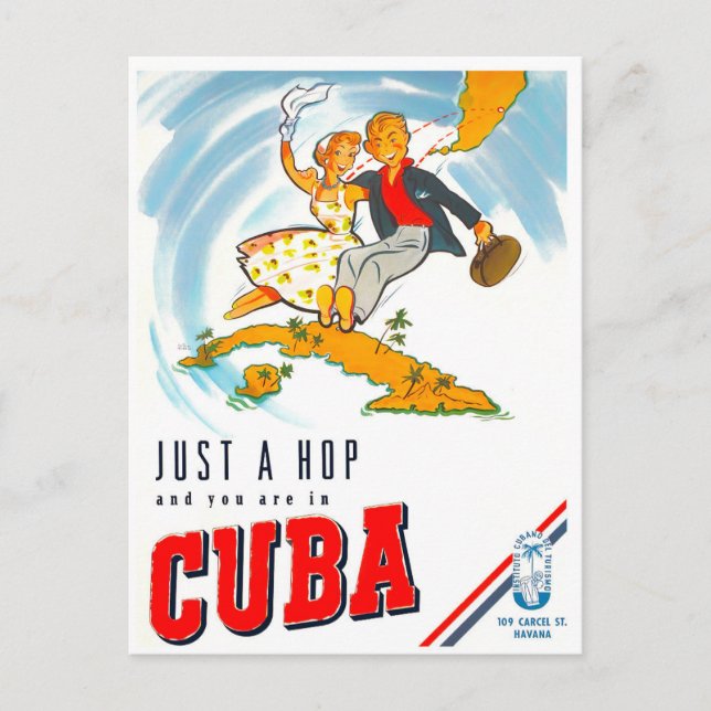 Viaje a Cuba tarjeta postal de viaje vintage (Anverso)