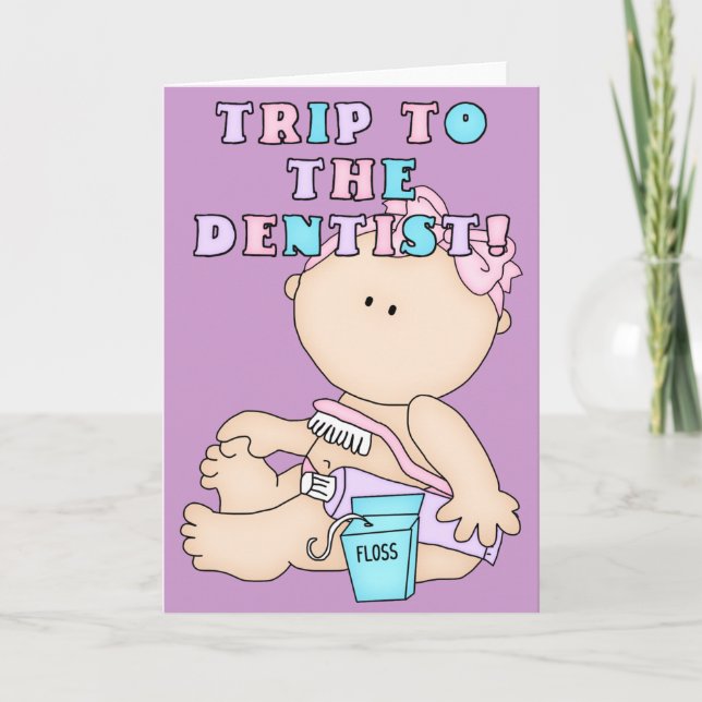 Viaje a la tarjeta de felicitación para bebé denti (Anverso)