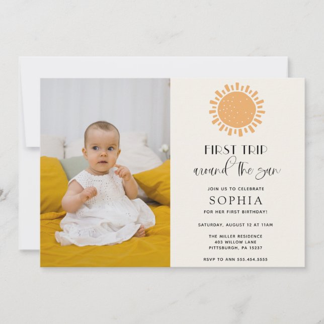 Viaje alrededor de la invitación de cumpleaños de  (Anverso)