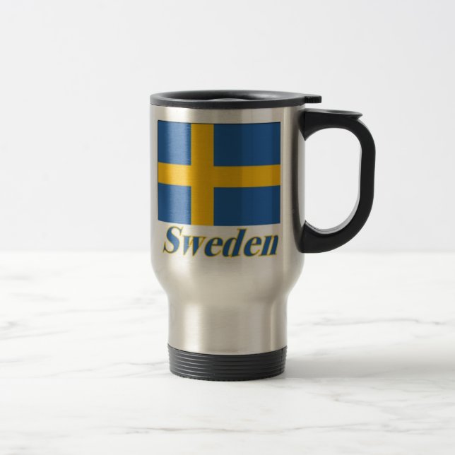 Viaje bandera/Suecia inoxidables de la taza del viajero (Derecha)
