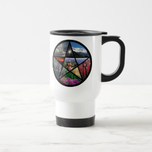 Viaje collage del pentáculo de la taza
