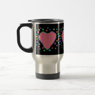 Viaje Corazones y taza colorida de las estrellas