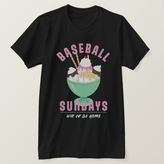 Viaje De Béisbol Los Domingos Camiseta De Helado (Anverso del diseño)