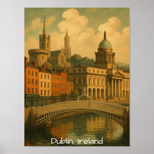 Viaje de Dublín Viaje Retro Arte Ciudad de Irlanda (Frente)