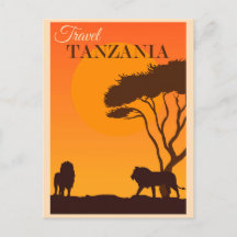 Viaje de época Tanzania Tarjeta postal de León de