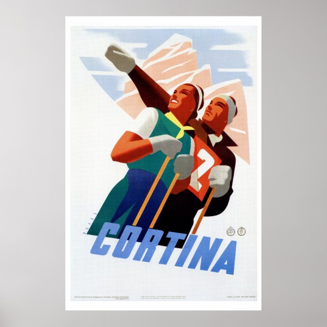 Viaje de esquí italiano con arte deco (Frente)
