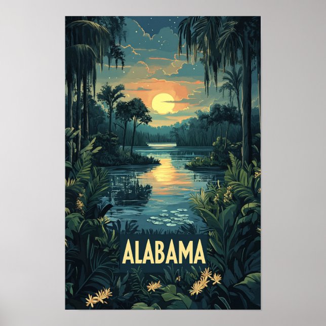 Viaje de Ilustracion de arte de Alabama USA (Frente)