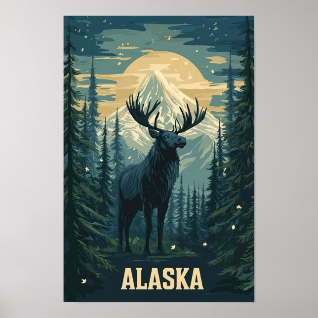 Viaje de Ilustracion de arte de Alaska USA (Frente)