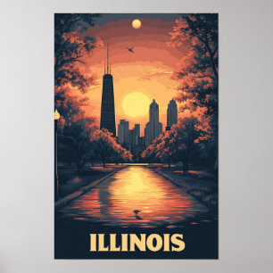 Viaje de Ilustracion de arte de Illinois USA