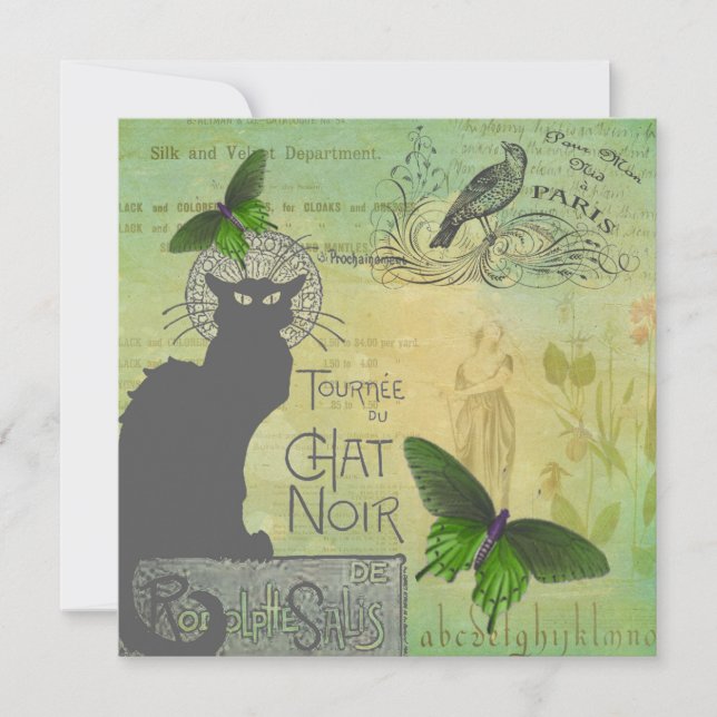 Viaje de París por la tarjeta plana Chat Noir Coll (Anverso)