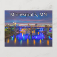 Viaje de recuerdos de postales de Minneapolis, MN